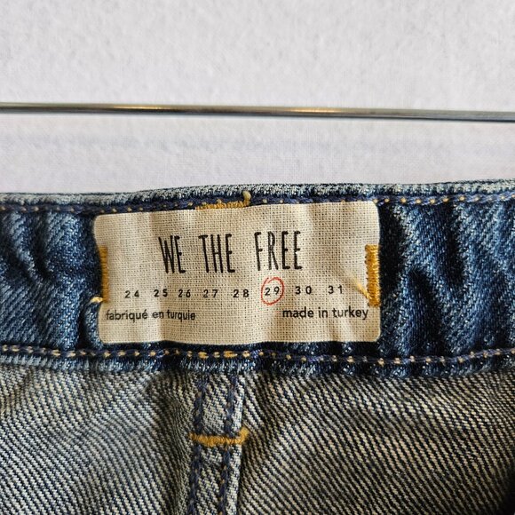 We The Free Denim Mini Skirt 15" Distressed Sz 29 Raw Hem Button Fly - Picture 5 of 7